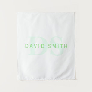 Tenture Nom et monogramme modernes   Vert et blanc