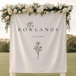 Tenture Nom noir et blanc simple pour la table amoureuse