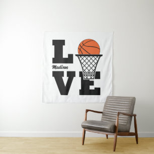 Tenture Nom personnalisé Amour de basketball