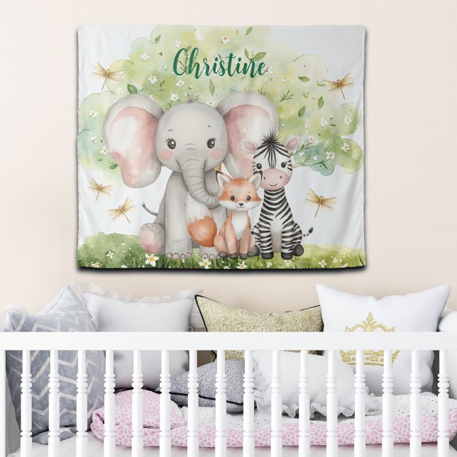 Tenture Nom personnalisé Jungle Animaux libellules (Créateur téléchargé)