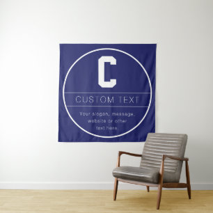 Tenture Nom unique & modèle de monogramme   Bleu marine