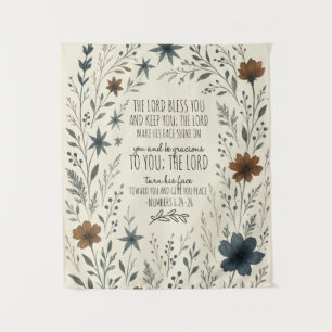 Tenture Nombres 6:24–26 Bénédiction sacerdotale Floral vin