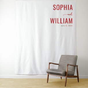 Tenture Noms Typographiques Rouges Sophistiqués