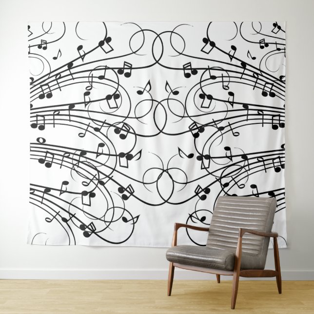 Tenture Notes de musique fantaisie (En situation (horizontale))