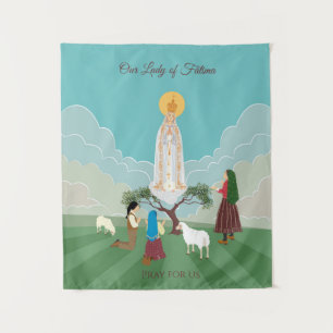 Tenture Notre-Dame de Fatima et les trois bergers