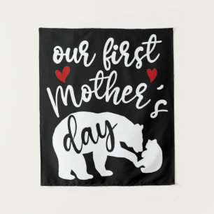 Tenture Notre premier cadeau de fête des mères Hearts Mama