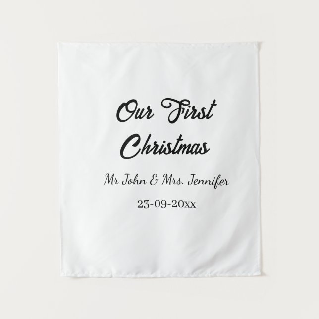 Tenture Notre premier Noël couple M et Mme nom date (Devant)