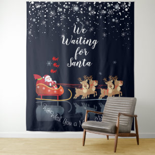 Tenture Nous attendons Père Noël Ho ! Ho ! Ho ! Vacances d