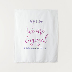 Tenture Nous sommes fiancés rose violet nom date élégant s