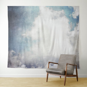 Tenture Nuages Blancs Paisibles et Ciel Bleu Grunge