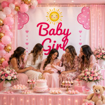Nuages Rose Pâle Fille Bébé Soleil Shower