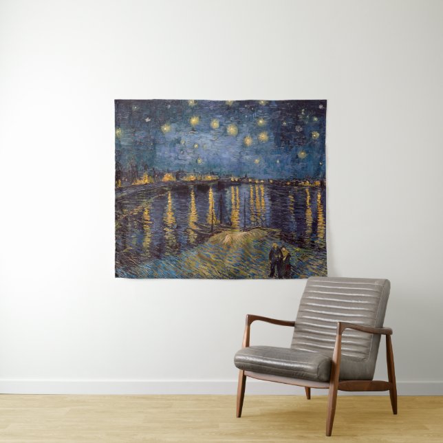 Tenture Nuit étoilée sur le Rhône par Vincent Van Gogh (En situation (horizontale))