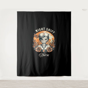 Tenture Nuit Shift Nurse maman Halloween Healthcare Flora