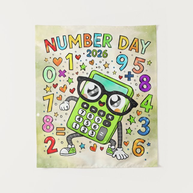 Tenture Number Day 2026 Cute Maths Calculator Poster (Devant)