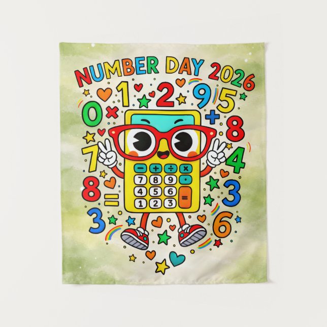 Tenture Number Day 2026 Cute Maths Poster for Kids (Devant)