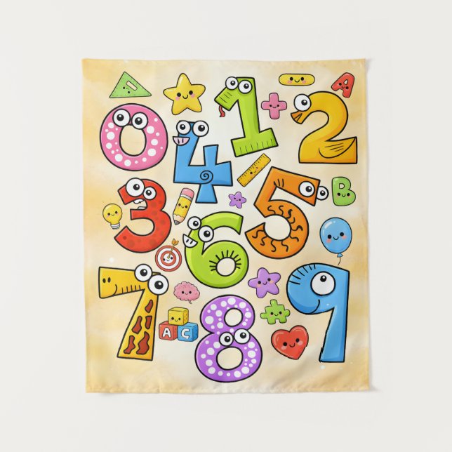 Tenture Number Day Cute Cartoon Numbers Design (Devant)