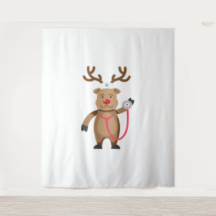 Tenture NURSE REINDEER Funny Mignonne oeuvre de Noël Nursi