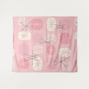 Tenture Oblongs Motifs du milieu du siècle rose Vanille