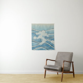 Tenture Ocean Wave Art Print – Japanese Woodblock Style