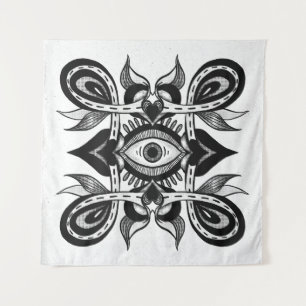 Tenture Oeil ornemental - Style de tatouage botanique Weir
