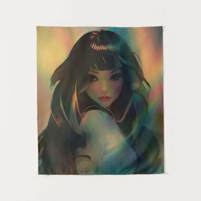 Tenture Oeuvre d'Anime Girl entourée de Rainbow Light (Devant)