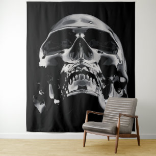 Tenture Œuvre d'art de crâne métallique brillant