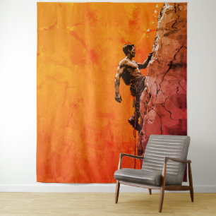 Tenture Œuvre d'art murale représentant un grimpeur audaci