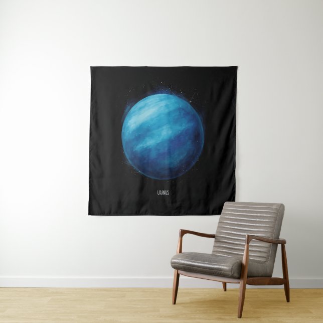 Tenture Oeuvre de la planète Uranus - Illustration de l'es (En situation)