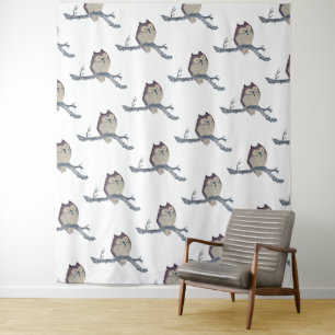 Tenture Oeuvre de nuit japonaise de la Chouette couchée