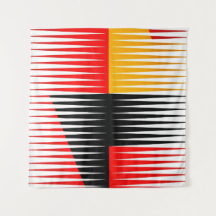 Tenture OEuvre rouge, noire et jaune