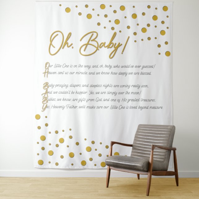 Tenture Oh, bébé ! Arrière-plan baby shower XL-2 (En situation)