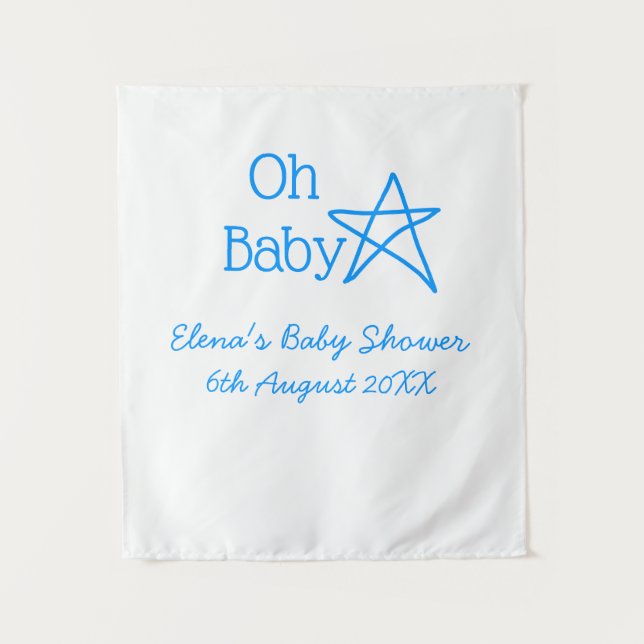 Tenture Oh bébé étoile bleue bébé shower ajouter nom moder (Devant)