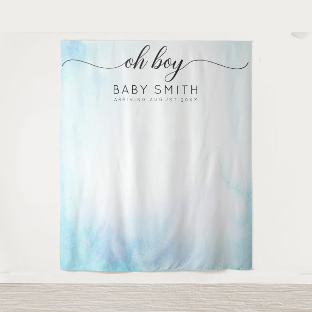 Tenture Oh Boy Blue Welcome Baby shower fond (Devant)