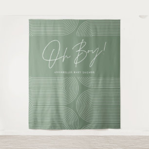 Tenture Oh garçon Baby shower géométrique moderne vert élé