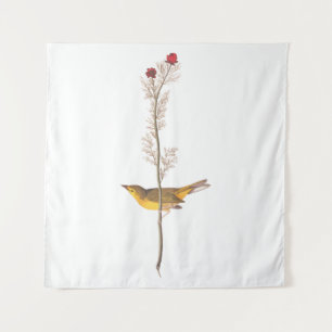 Tenture Oiseau de Paruline à capuchon Audubon sur Fleur ro
