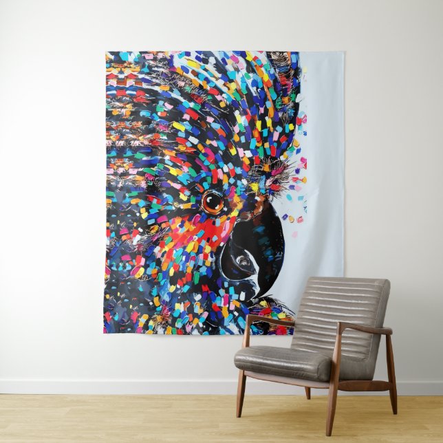 Tenture Oiseaux tropicaux en effervescence au mur en expre (En situation)