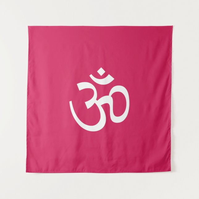 Tenture Om Aum contour Icône Ruby rose Hinduisme Symbole (Devant)