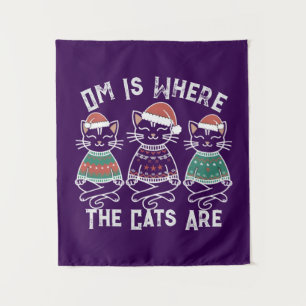 Tenture Om est l'endroit où les chats sont fêtes festives