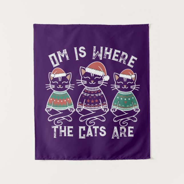 Tenture Om est l'endroit où les chats sont fêtes festives (Devant)