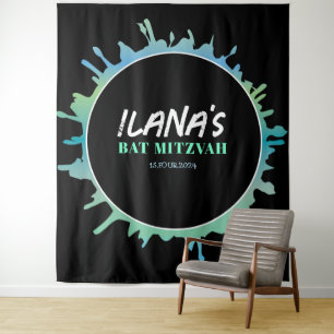 Tenture Ombre Splatter Bat Bar Mitzvah Photo-Op fond