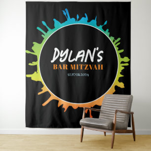 Tenture Ombre Splatter Bat Bar Mitzvah Photo-Op fond