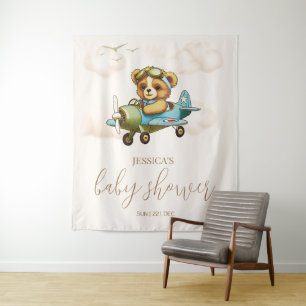 Tenture On Peut Attendre ! Baby shower Teddy Bear