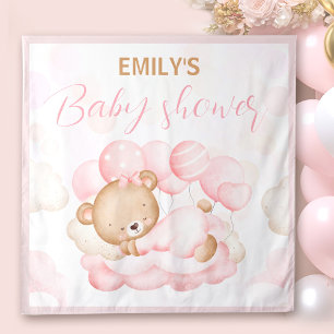 Tenture On peut attendre le Baby shower des filles sur fon