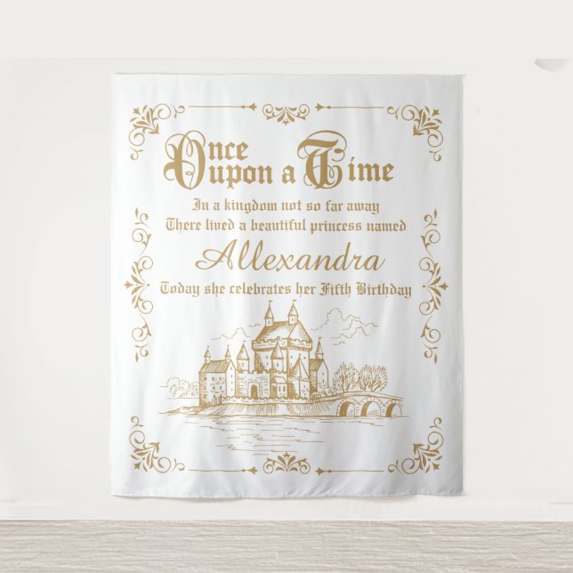 Tenture Once upon a Time royal backdrop gold and white (Devant)