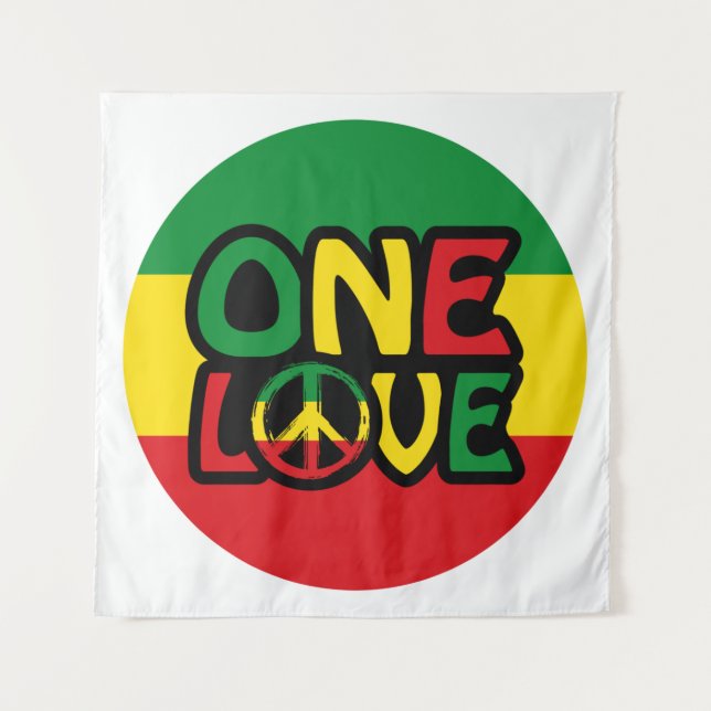 Tenture One Love, Reggae design with reggae colors (Devant)