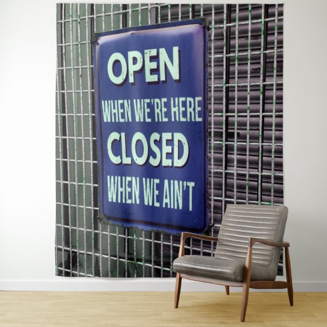 Tenture Open Sign Funny, Closed Sign Funny (En situation)