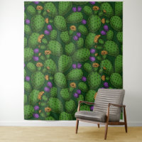 Opuntie de floraison sur vert foncé