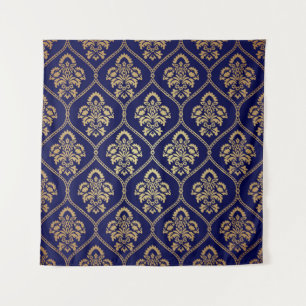 Tenture Or & bleu : Damas de luxe