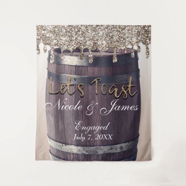 Tenture Or Champagne Paillettes Goutte Fût Grange Mariage (Devant)