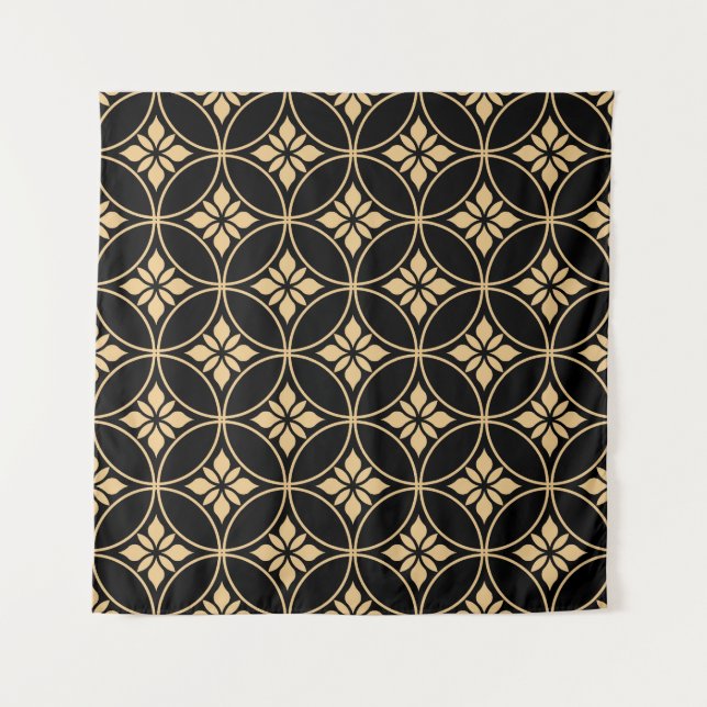 Tenture Or et noir : Abstrait Floral Vintage (Devant)